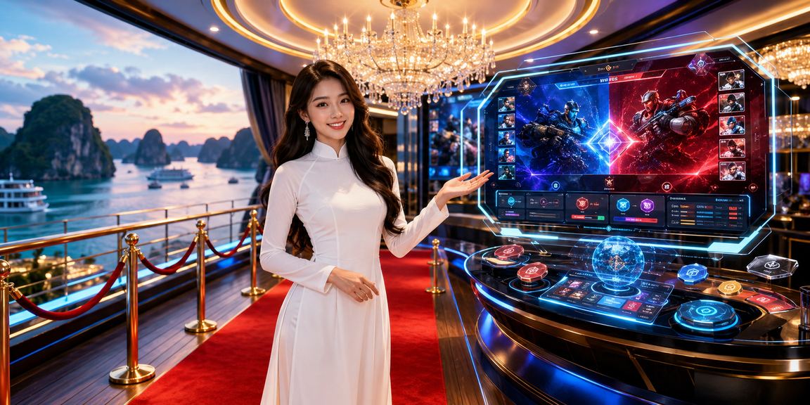 Người phụ nữ mặc áo dài trên thuyền tại vịnh Hạ Long tham gia đặt cược esports trực tuyến