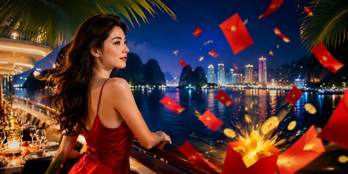 Người chơi tại Vịnh Hạ Long cầm bao lì xì đỏ và nhận giải thưởng lớn