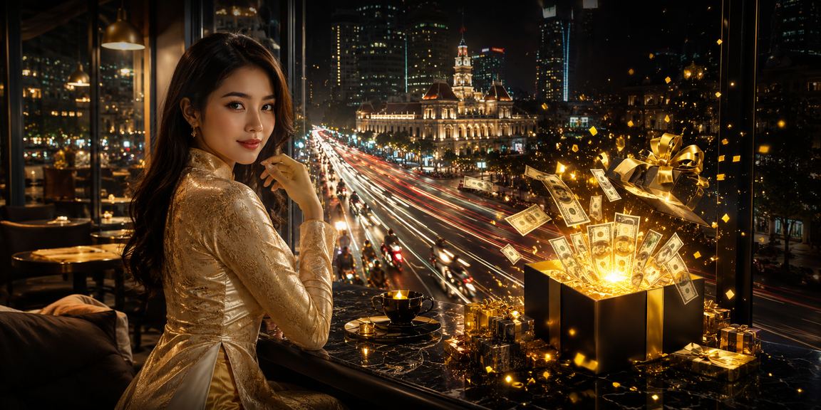 Người dùng tại TP. Hồ Chí Minh mặc áo dài thực hiện giao dịch tài chính trực tuyến